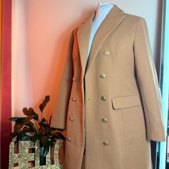 Women's Double-Breasted Tan Coat - Picture 3 of 8